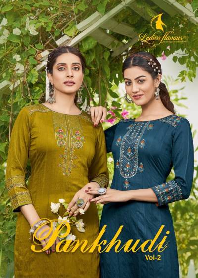 Pankhudi Vol 2 By Ladies Flavour Designer Embroidered Kurti Collection